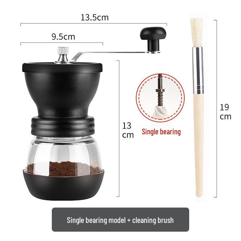 Manual Coffee Bean Grinder: Hand-Crank, Double Bearing, Ceramic Grinding Core