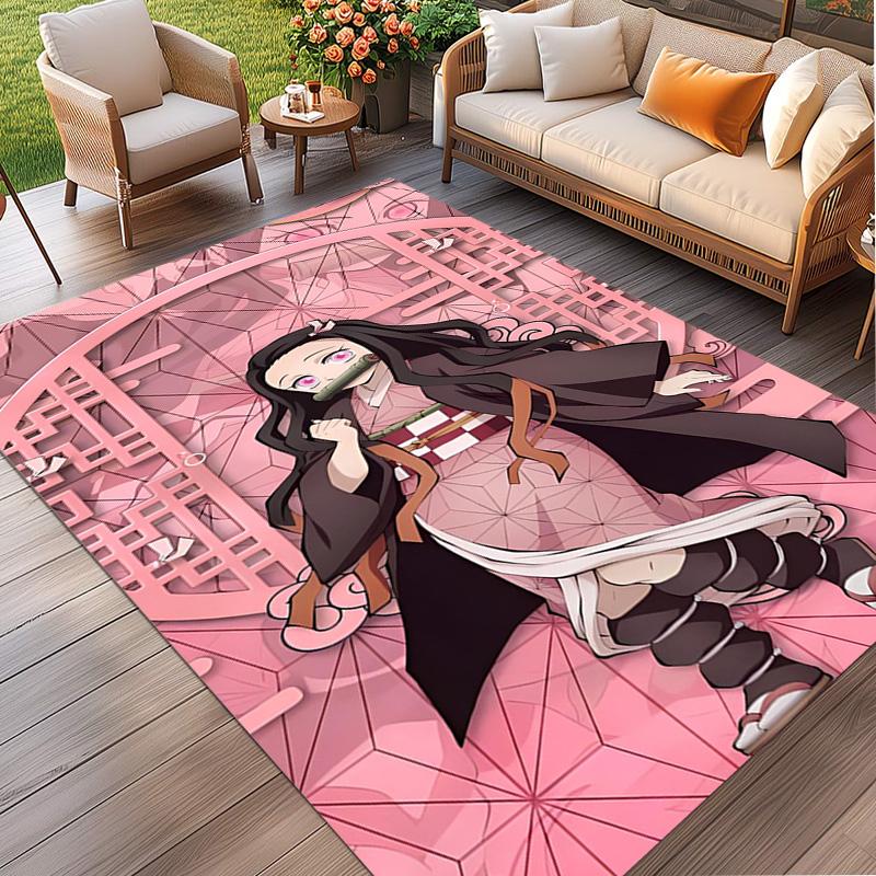 Demon Slayer Print Rug, Washable Floor Carpet, For Entryway Dorm Laundry Room Office Study, Home Decor Birthday Christmas Gift