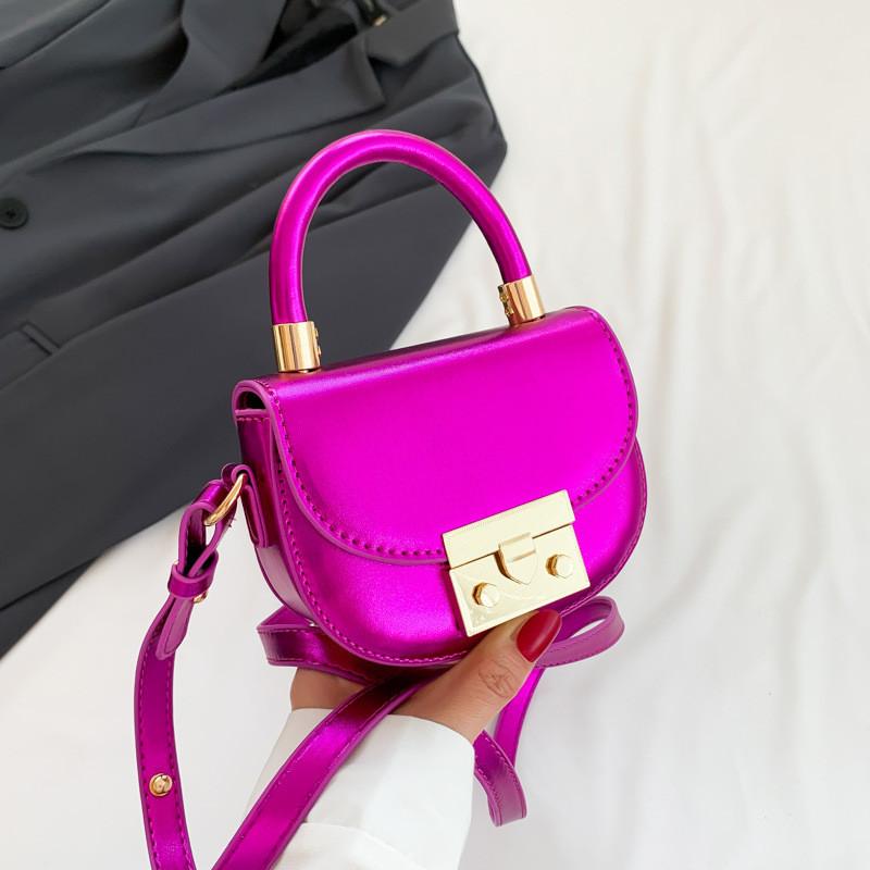 Chic Half-moon Pu Saddle Handbag With Lock Closure For Fashionable Daily Wear