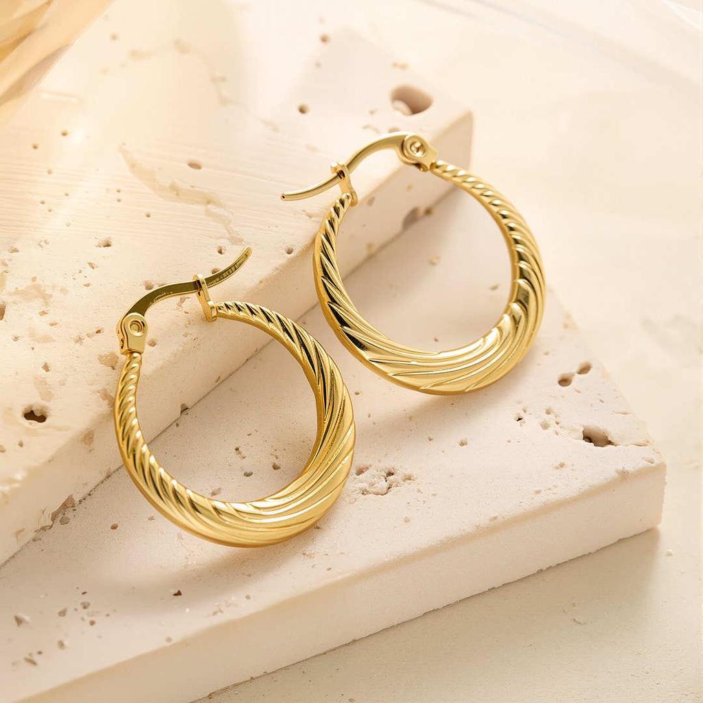 Raffinate Ear Cuff in Acciaio Titanio Oro 18k per Donna