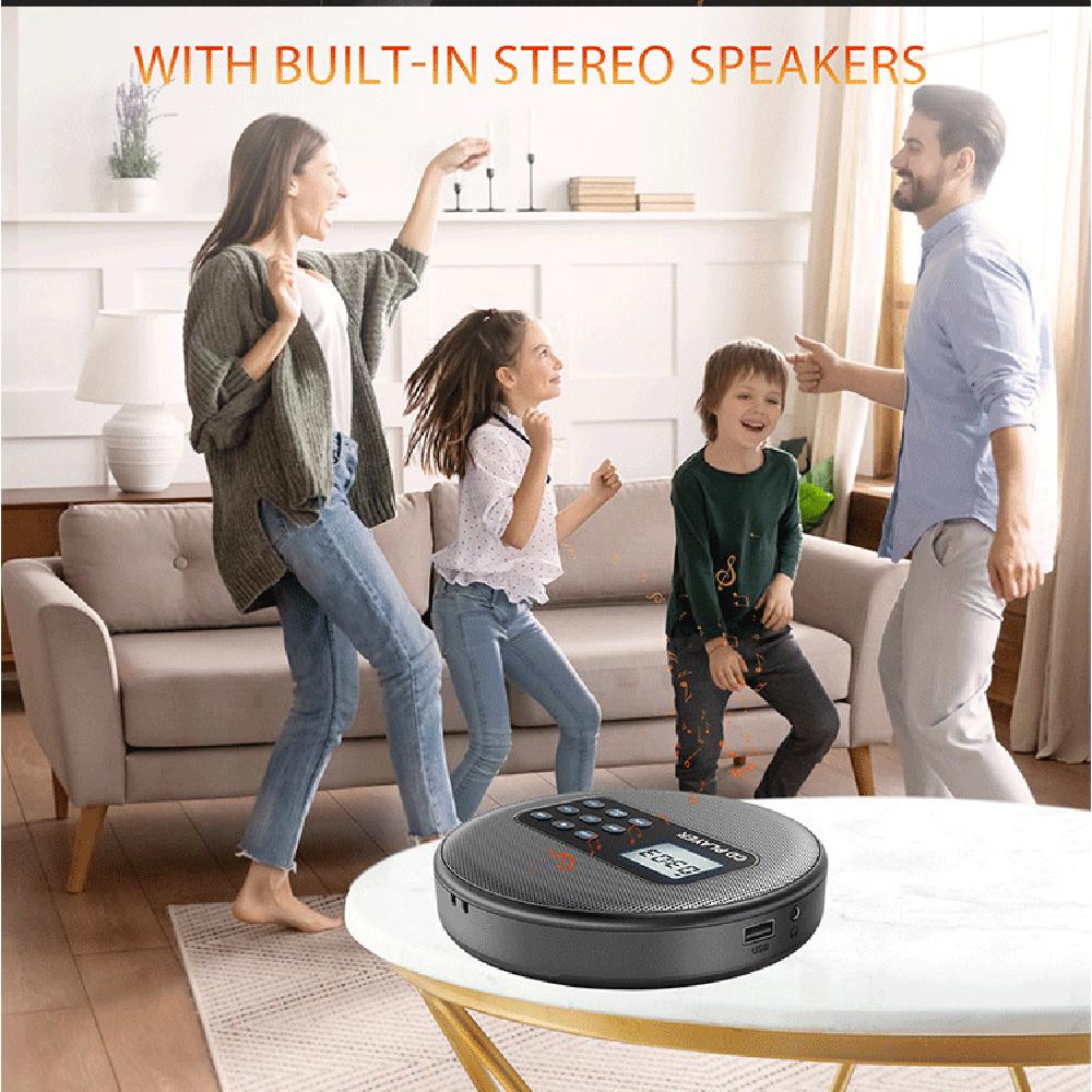 Portable CD Player with Built-in Stereo Speakers, Bluetooth 5.1, 1500mAh Rechargeable Battery, Support CD/MP3/USB Playback, Anti-Skip, EQ Settings
