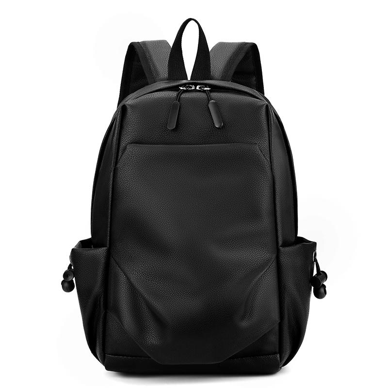 Fashion Solid Color High-Quality PU Leather Men's Backpack   Hombre Backpack Men School Bag