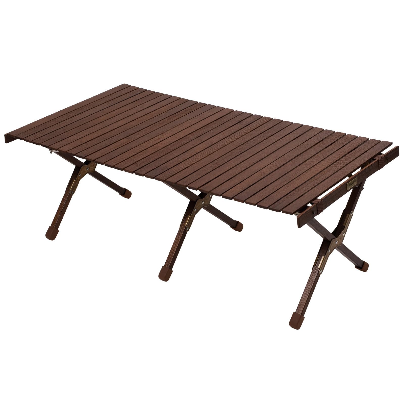 

Hilander Wood Roll Top Table LIGHT120 Dark Brown x Gold Camping Table Outdoor Roll Table Natural Dining Table Compact Stylish DB/GOLD