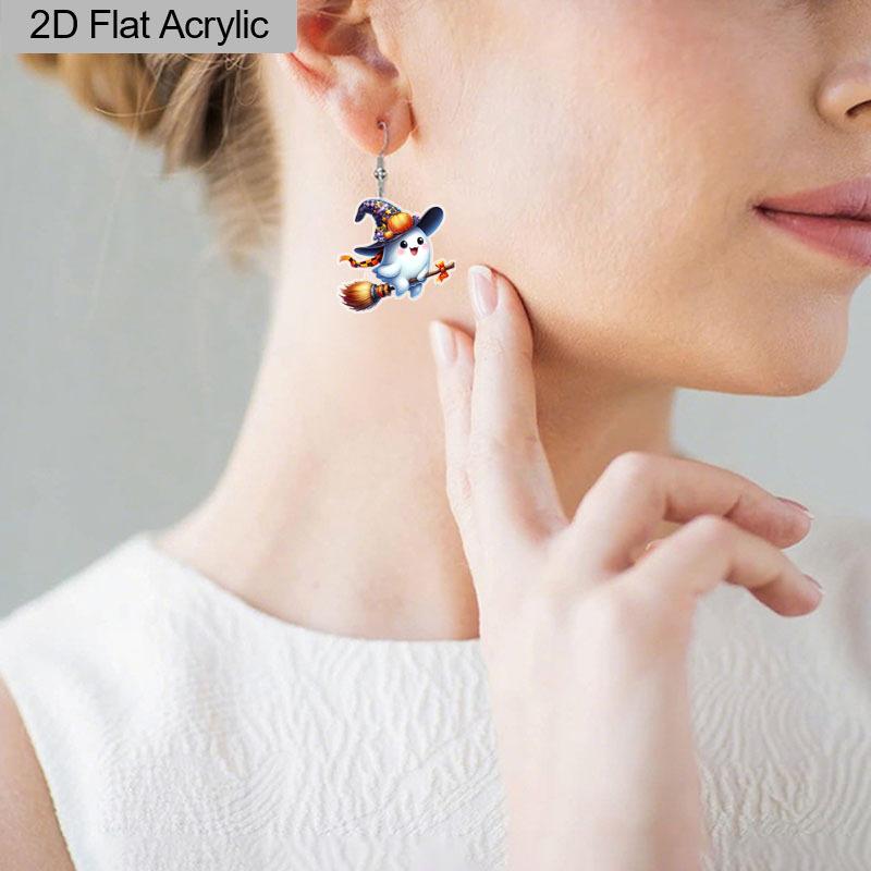 2D Flache Halloween Ohrringe Dekoration Niedlicher Acryl Hexenanhänger Schmuck Damen Feiertagsgeschenk Charms