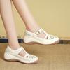 Slope heel thick sole hollow single shoes women's 2025 spring and summer new breathable comfortable light casual not tired foot mother shoes