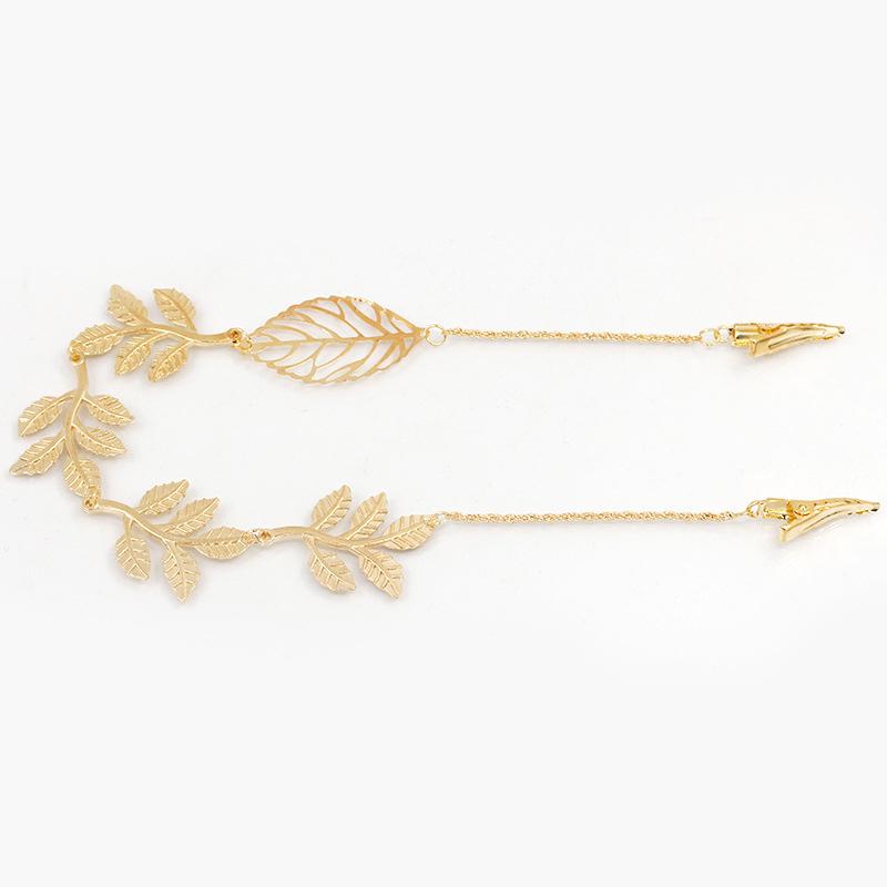 RUI RUI YU Gold Metal Leaf Hairgrip Hair Chain Hairpins Headband Hair Accessories Hair Clips for Bride Women