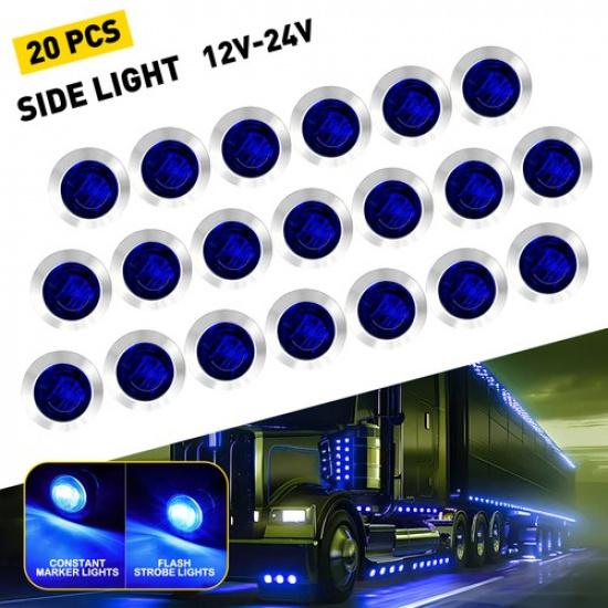 3/4 Inch LED Marker Lights Round Amber/Red/Blue/Green/White Clearance Brake Lamp