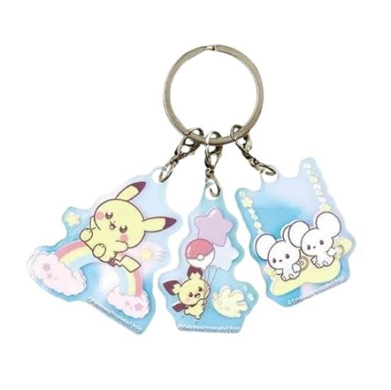 Starry Sky Series Aurora Acrylic Keychain Set Pichu Wakkanezumi PokéPiece Pikachu, & Mahomeru,