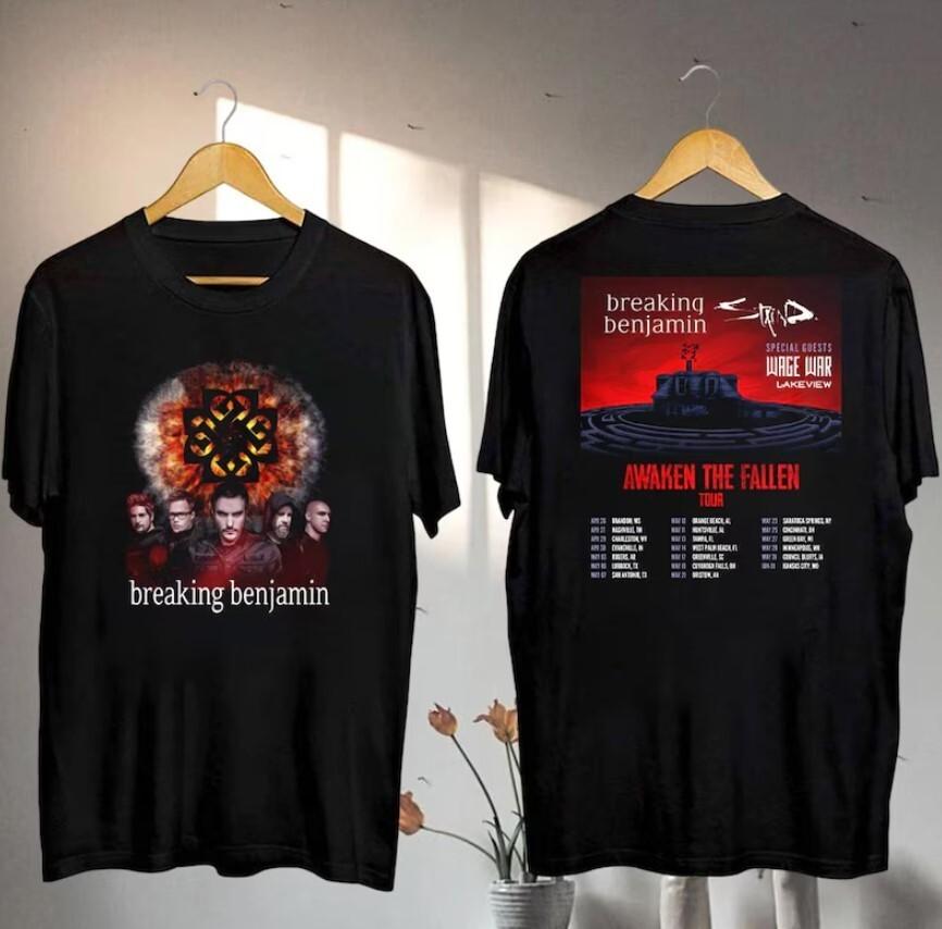 

Graphic Breaking Benjamin Awaken The Fallen 2025 Tour Shirt Breaking Benjamin S Unisex T-Shirt S