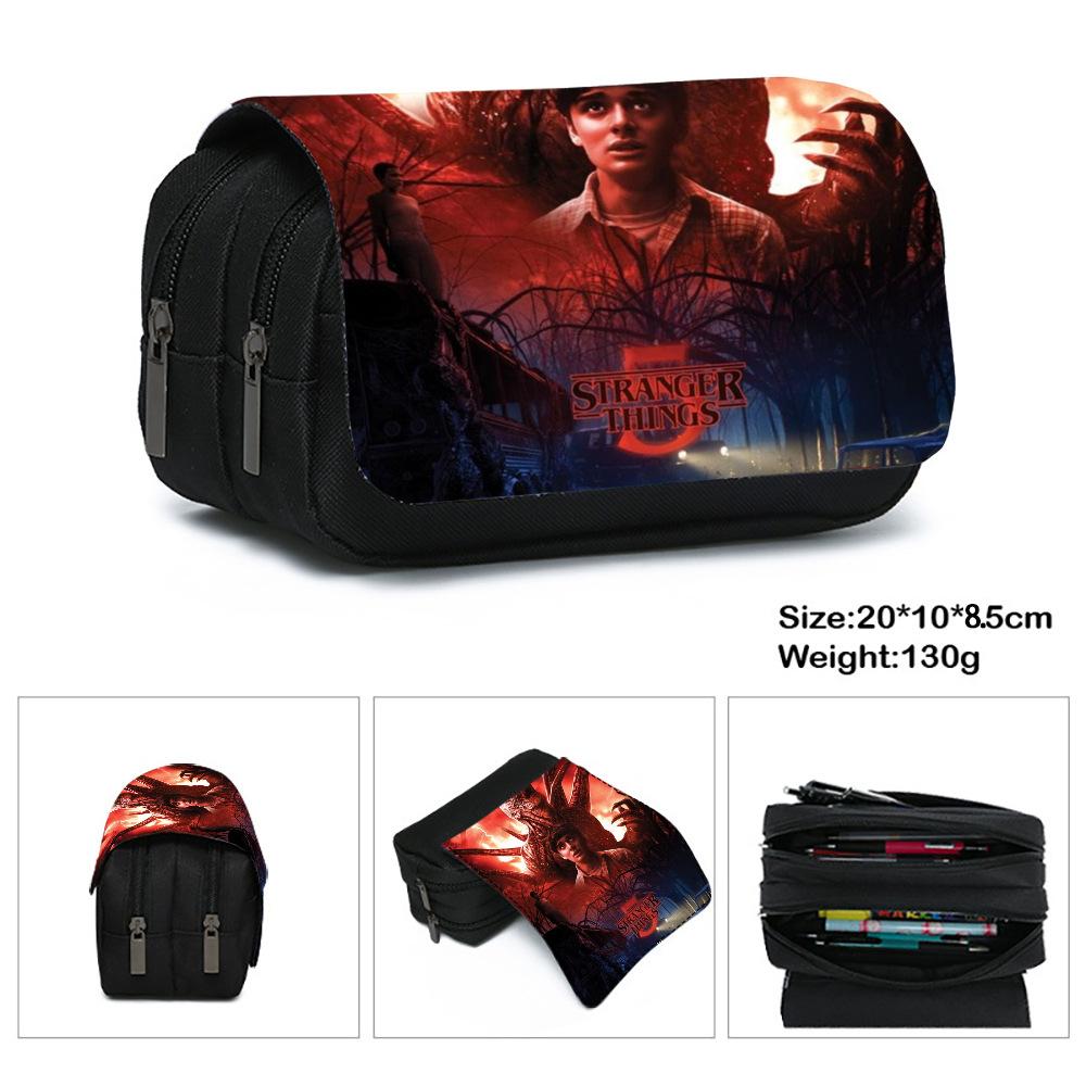 Stranger Things 5 Pencil Case, Large Capacity Multi-Layer Storage, Wear-Resistant Oxford Cloth Student Stationery Bag