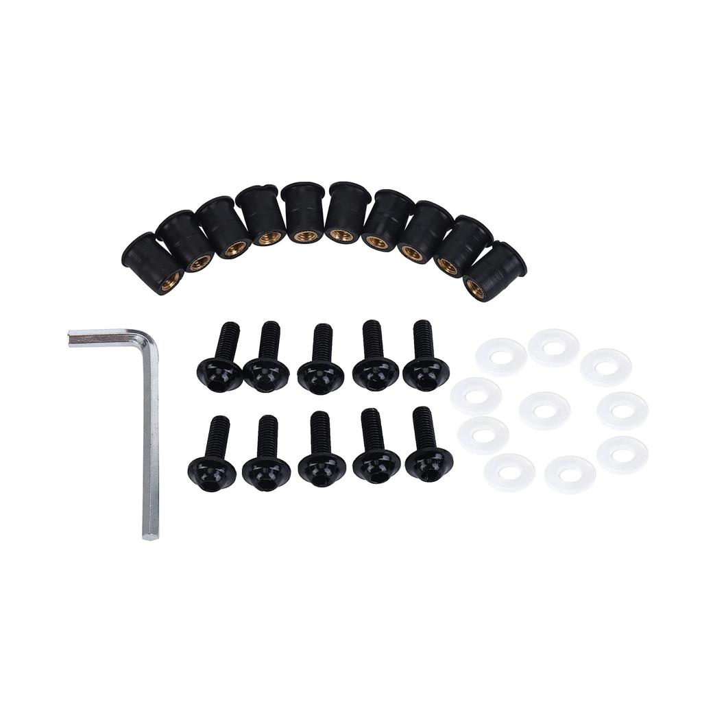 Plouluyt 10pcs/set Bolts By Metric Rubber Nuts Windshield Fairing Cowl Universal Windshield Accessories