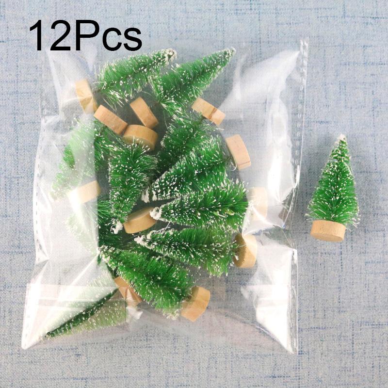 12 Pieces of Snow Frost Pine Desktop Mini Christmas Tree Sisal Decoration Beautiful Gift