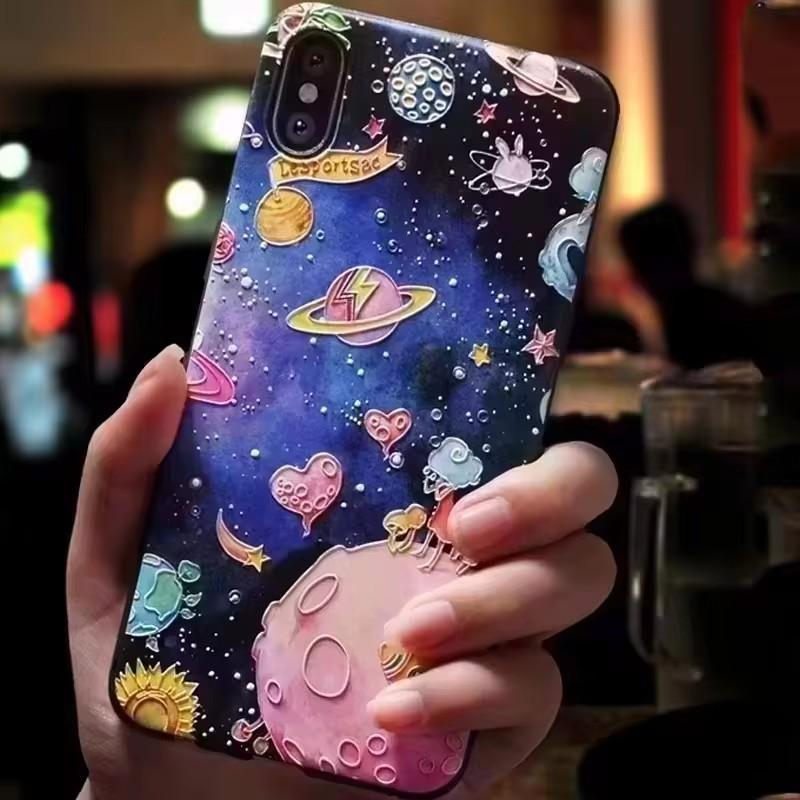 For Vivo Y33 / Y35 / Y36 Case 3D Flower Relief Silicone Emboss Back Covers for Vivo Y36 4G Case VivoY36 Printed Soft Cartoon