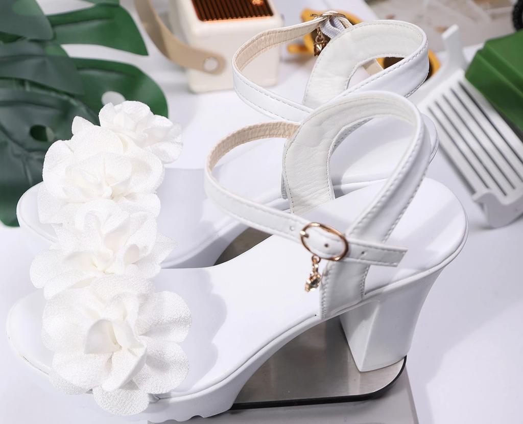 2025 Letnie Sandały na Wysokim Obcasie Damskie Gladiator Odkryte Palce Seksowne Peep Toe Grube Obcasy Buty na Platformie Modne Kwiatowe Damskie Sandały