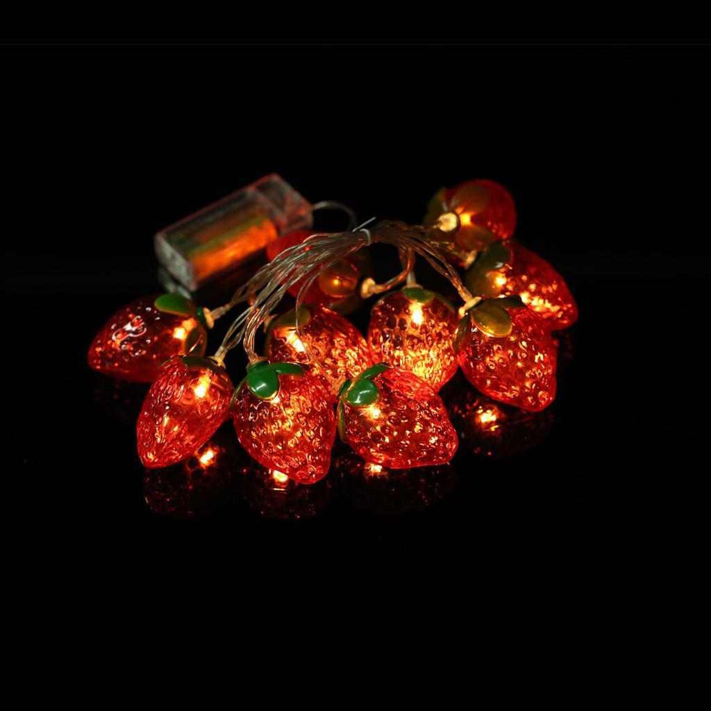 6,5FT 10-LED Erdbeer-Lichterkette Weihnachts-Dekorative Lichterketten LED Dauerlicht Modus für Festivals Ostern Karneval Partys