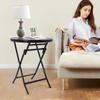 Round Folding Coffee Table 60cm W/ 120kg/264.55lbs Weight Capacity - Indoor Outdoor Portable Side Table for Patio,Garden,Balcony