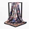 [BYSIFA] Women Rose Silk Scarf Shawl Spring Autumn Large Orange Green Square Scarves Wraps New Design Ladies Head Scarf Cape