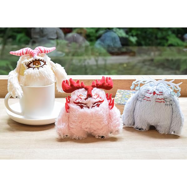 Set of and Yamerunnos Fluffy Charms from Order Fluffy Plush Toys for Festival and 9th Anniversary Plush Mascots 3-Piece Moerunnos, Uminunnos,
