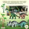 Wind-Up Automatic Walking Mechanical Dinosaur Toy Set,Realistic Dino Figures Educational Playset,Birthday Christmas Gift for Kid