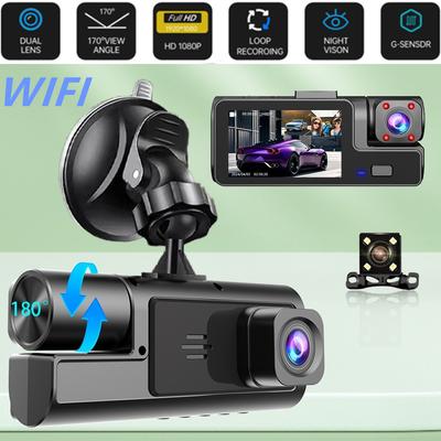Dual‑Lens Dash Cam WiFi 1080P Front/Rear/Inside Video Recorder Camera
