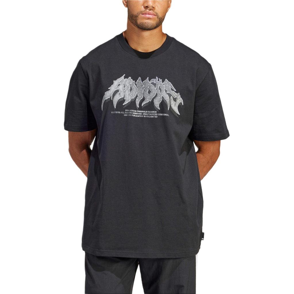 adidas Flames Concert Loose Round Neck Printed Short Sleeve T-Shirt Men Tops Black IS0204