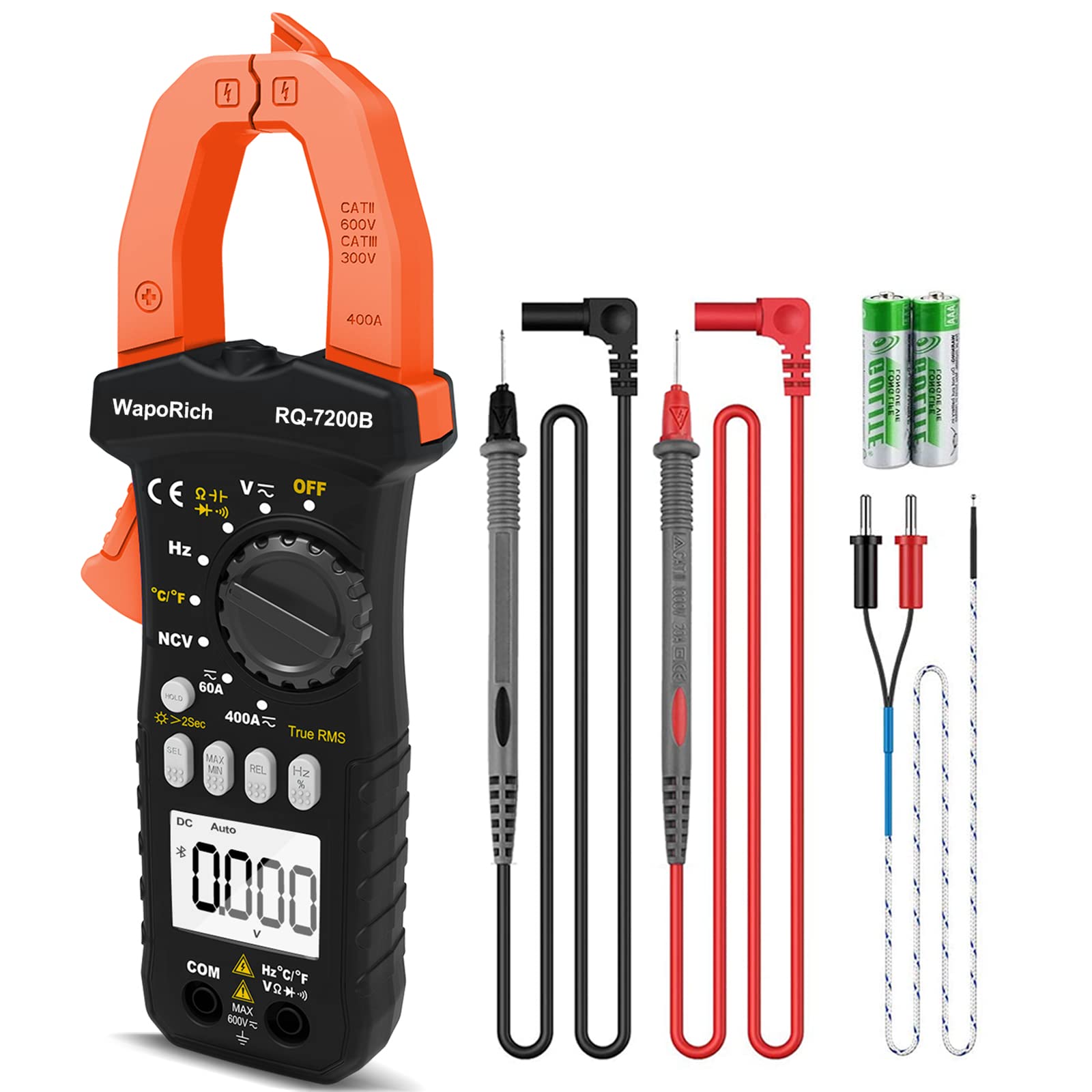 

WapoRich 6000 Count Clamp Meter TRMS Clamp Meter Tester 600V Voltage Count Electrical Tester NCV Function with Japanese Instruction Manual