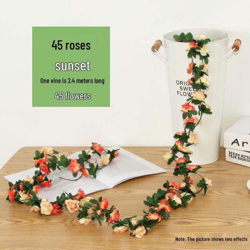Two-Color Peony Rose Vine with 45 Heads for Air Conditioner Concealment and Soft Decoration