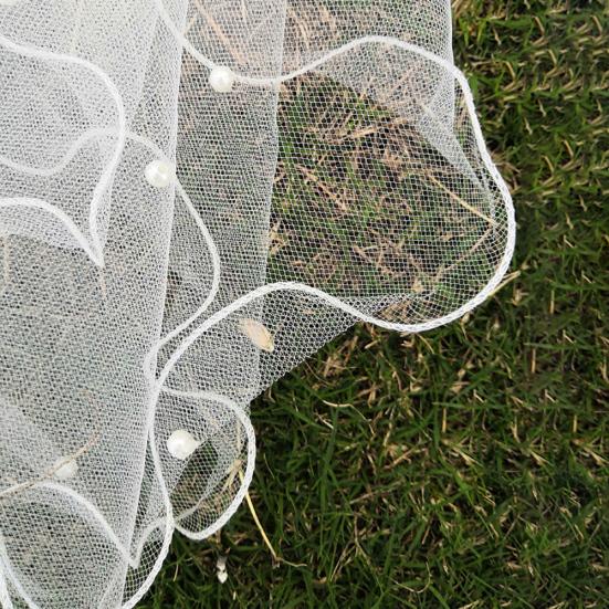 Elegant Imitation Pearl One Layer Bridal Wedding Veil Hair Accessory Photo Prop