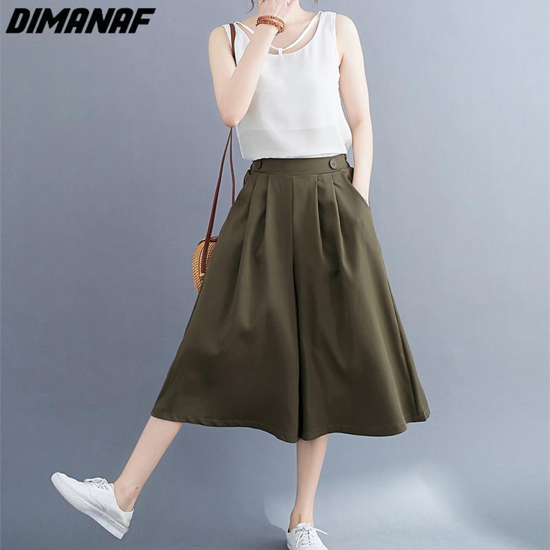 Dimanaf 2023 Summer Shorts Pants Women Elastic Pants Loose Casual Female Basic Trousers Wide Leg Pants Buttons