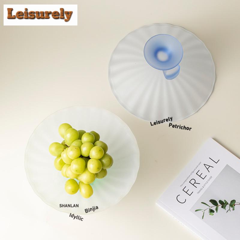 Frosted Glass Butterfly Pattern Fruit Dishes Boutique Pastry Plate Dim Sum Plate Dessert Candy Dish Serving Tray Gift Supplies