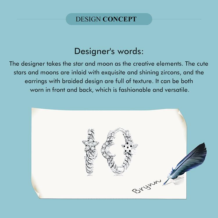 WOSTU 925 Sterling Silver Hoop Earrings, Crescent Moon & Star High Polish Tarnish Resistant Trendy Earrings