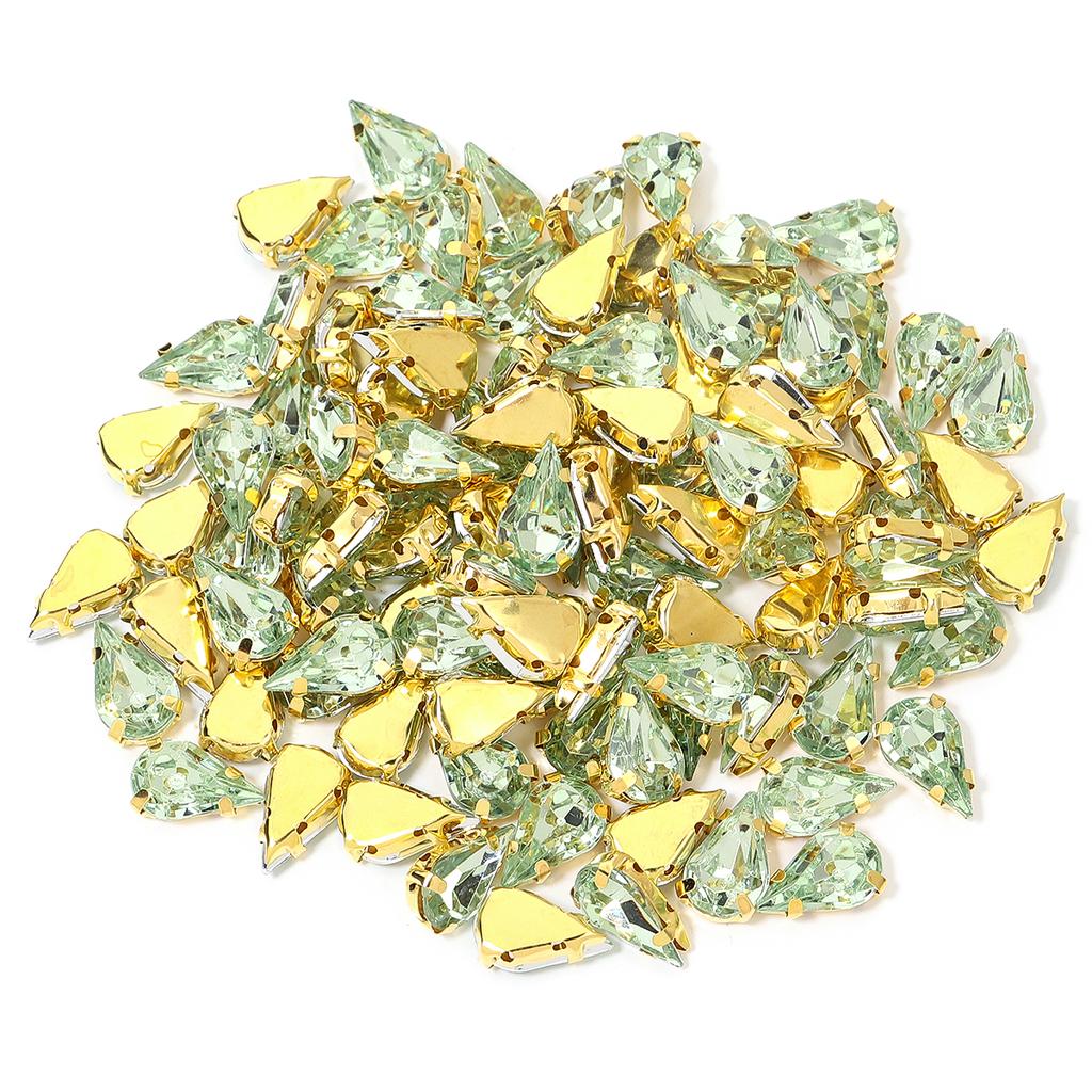 50pcs Water Drop Claw Rhinestones Stainless Steel Gold Bottom Acrylic Pointed Claw Drill For DIY Clothing Headwear Jewelry Decor