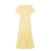 Women's summer new French fashion temperament boat-shaped short-sleeved splicing dress