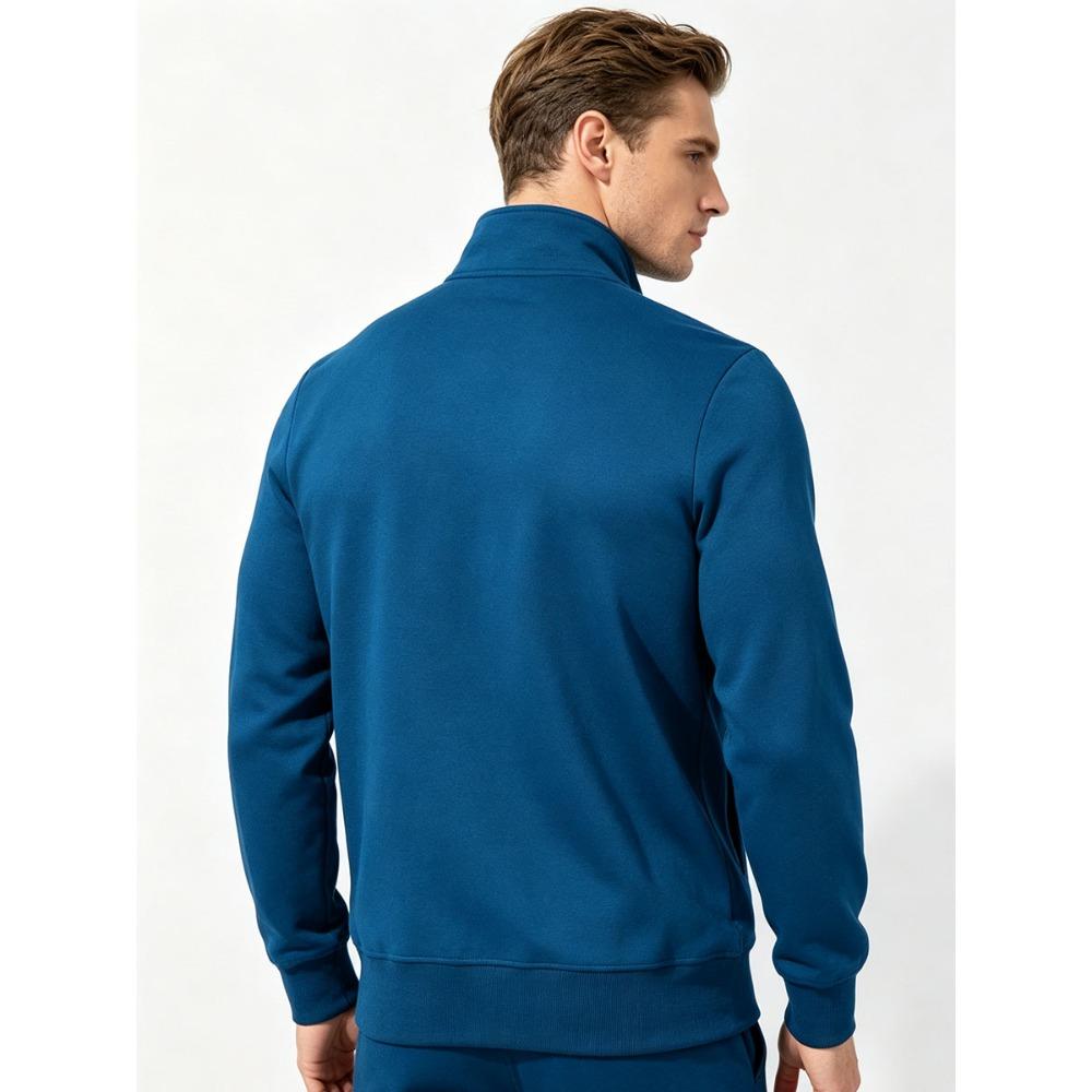Men's Plus Size Cotton Track Jacket (Sizes L-6XL) - Full Zip Stand Collar Sweatshirt with Pockets - Big and Tall Casual Outerwear