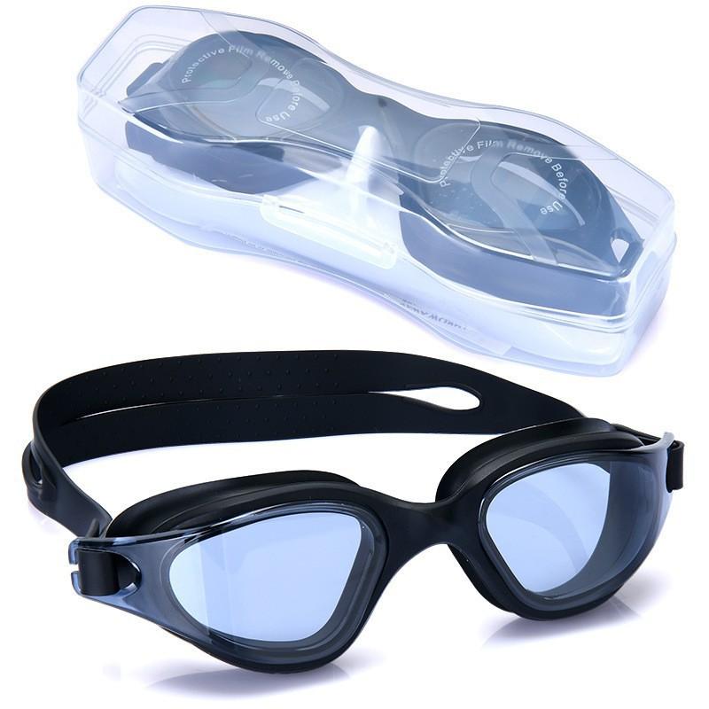 

Swimming Glasses Adult Anti-fog Professional One-piece Silicone Large-frame Electroplated