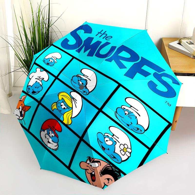 Smurfs Forest Folding Umbrella Travel Suitable For All Seasons Travel Umbrella Light Three Folds