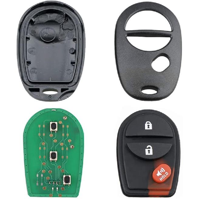 Key Fob Keyless Entry Remote Replacement for Toyota Tacoma Tundra Sienna Sequoia Highlander - 3 Buttons Car Key Fob FCC: GQ43VT20T (Set of 2)