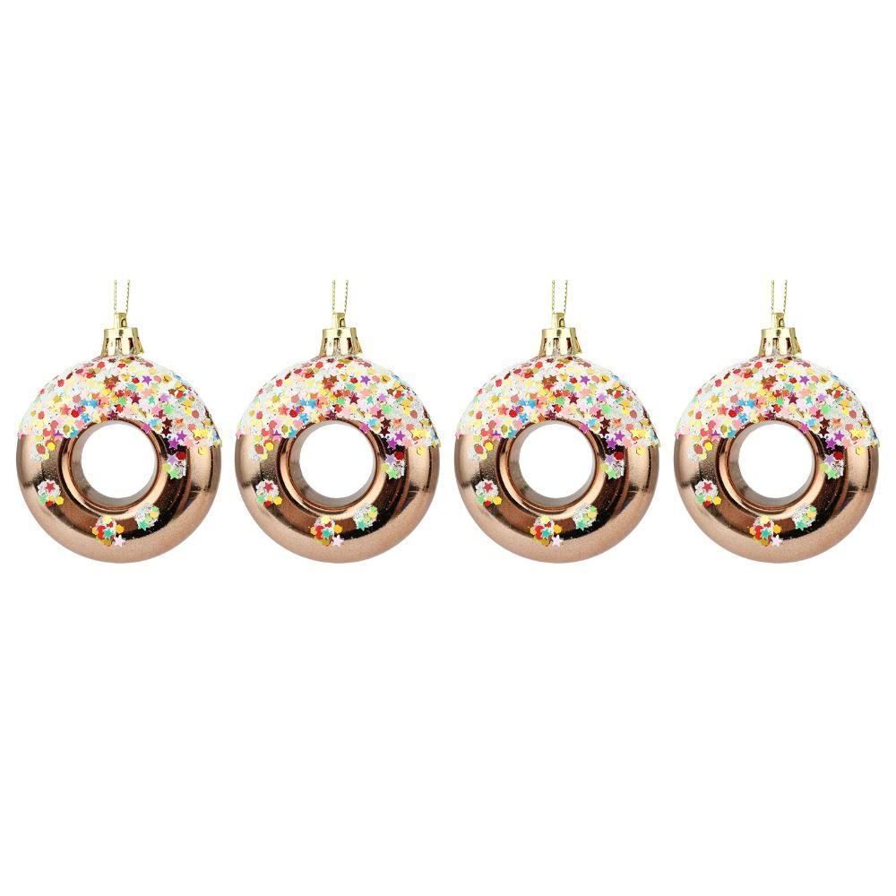 

4Pcs Ornament Xmas Tree Hanging Colored Christmas Donut Pendant Christmas Tree Pendant New Year коричневый