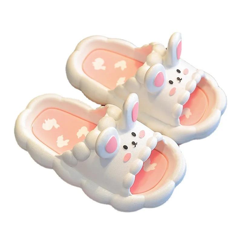 Kids Summer Cute 3D Rabbit Slippers Non Slip Breathable Soft Home Bathroom Sandals For Girls
