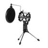 Mini Desktop Microphone Stand + Shock Mount Mic Holder + Pop Filter Kit for Studio Recording Online Broadcasting
