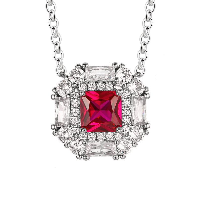 Jewelry Set Earrings Necklace Ring Colorful Ruby High-end Feeling Light Luxury Fashionable Women's