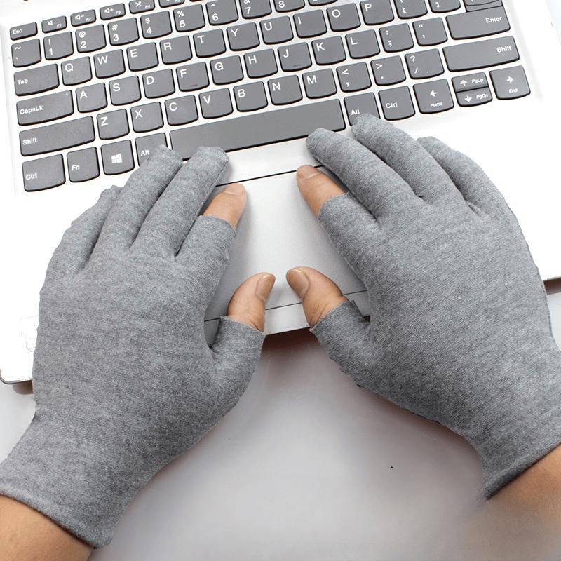 Multi-Purpose Grey Fingerless Leather Gloves
