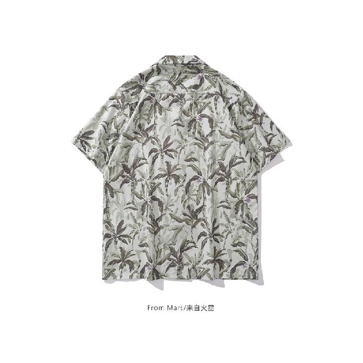 Summer New Men's Casual Beach Style Retro Lazy Style Full Printed Flower Design Sense Half Sleeve Flower Shirt