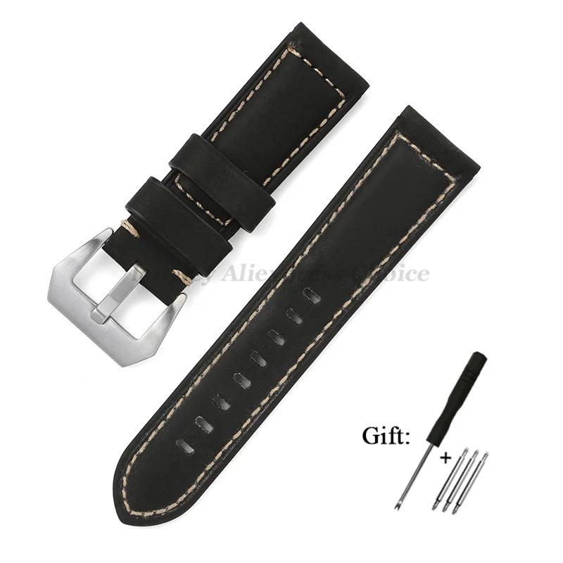 Genuine Leather Watch Band for Panerai High Quality Cowhide Crazy Horse Strap Men Sport Bracelet Watchband 20mm 22mm 24mm 26mm