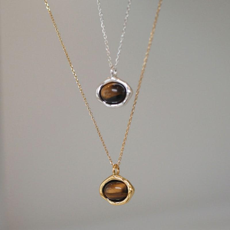 modernlike gold-filled silver 25mm cast tiger eye necklace