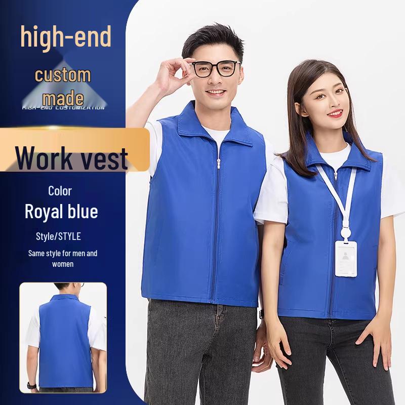 Custom Logo Multi-Pocket Durable Vest for Supermarket, Decoration, and Volunteer Workwear