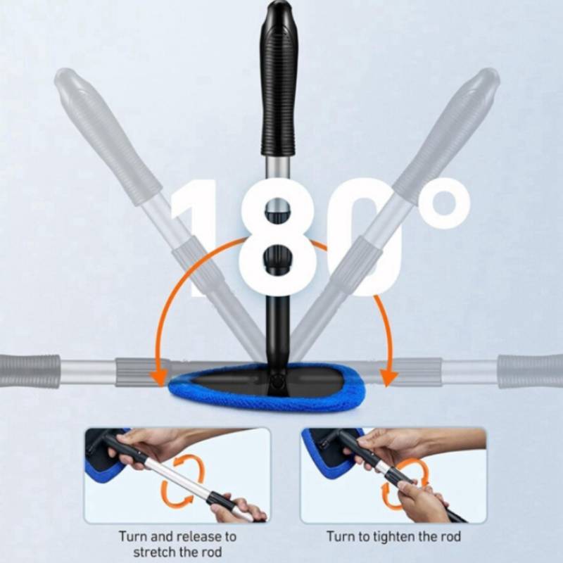 Car Windshield Cleaning Brush With Extendable Handle And Microfiber Cloth For Streakfree Glass Cleaning