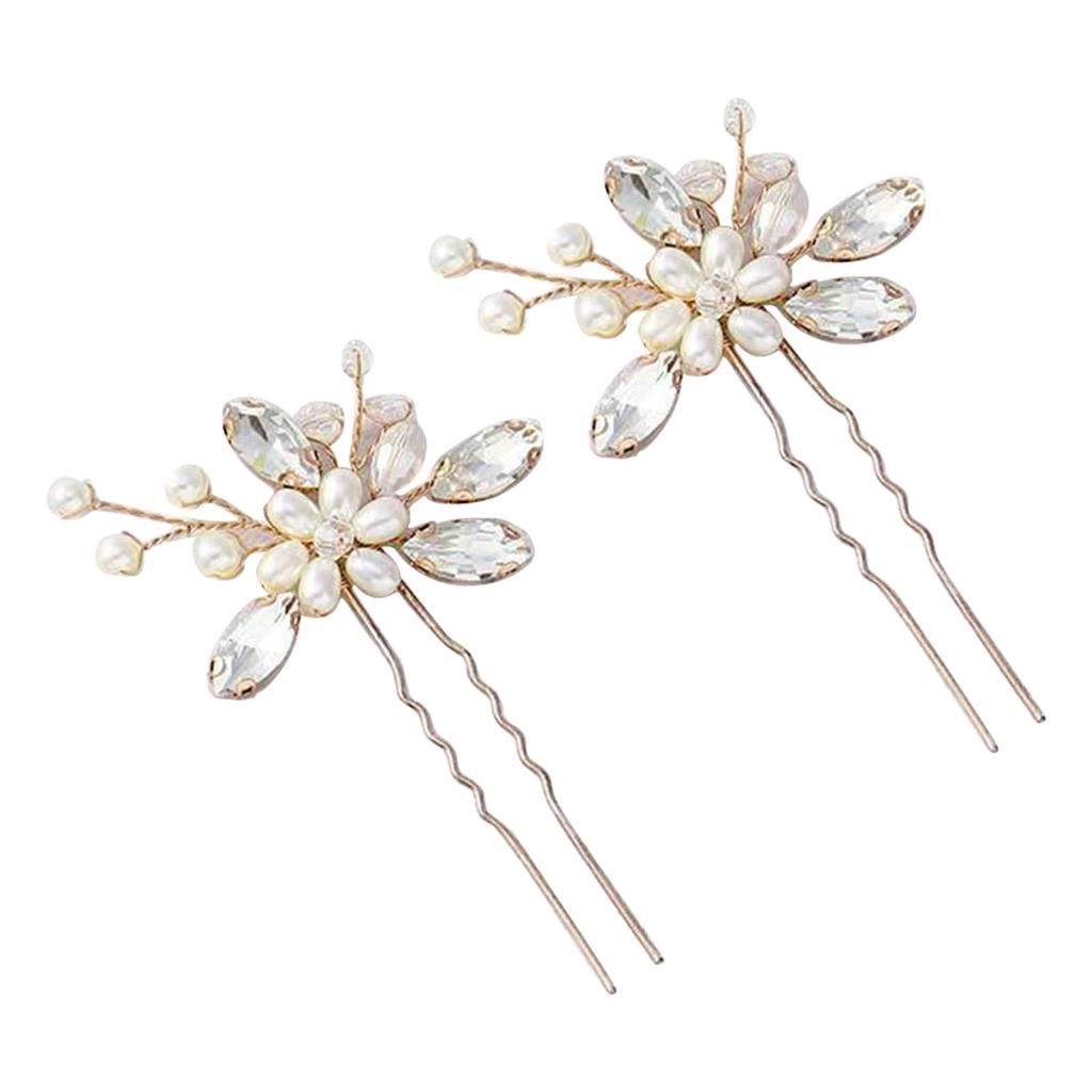 1 Pair Bridal U Shaped Hairpin Elegant Beautiful   Pearl Wedding Hair Clips for Party