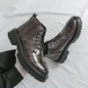 Men Motorcycle Casual Black Outdoor Retro Brown Leather Elevator Shoes High Boots Street Style Punk Boots Large Size