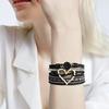 Bracciale Leopardo da Donna, Wrap in Pelle Boho Multi-Strato Perla Cristallo Braccialetto Gioiello